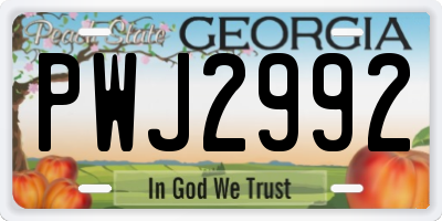 GA license plate PWJ2992