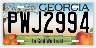 GA license plate PWJ2994