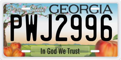 GA license plate PWJ2996