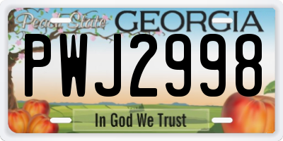 GA license plate PWJ2998
