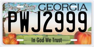 GA license plate PWJ2999
