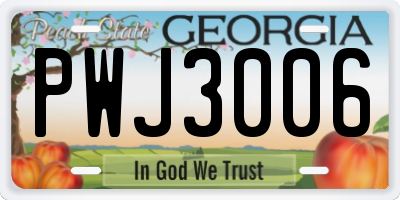 GA license plate PWJ3006