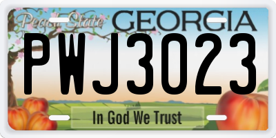 GA license plate PWJ3023