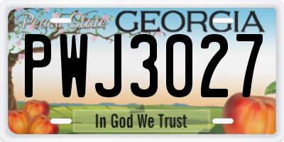 GA license plate PWJ3027