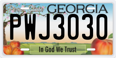 GA license plate PWJ3030