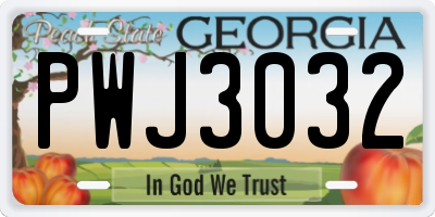 GA license plate PWJ3032