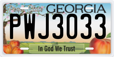 GA license plate PWJ3033