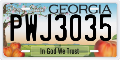 GA license plate PWJ3035