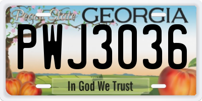 GA license plate PWJ3036