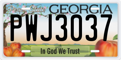 GA license plate PWJ3037
