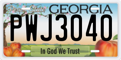 GA license plate PWJ3040