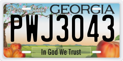 GA license plate PWJ3043