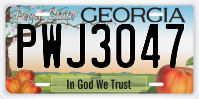 GA license plate PWJ3047