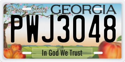 GA license plate PWJ3048