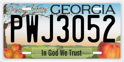 GA license plate PWJ3052