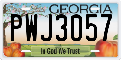 GA license plate PWJ3057