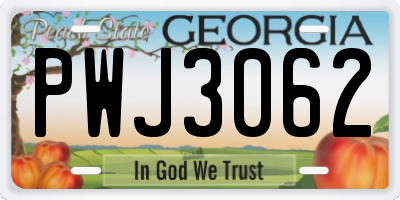 GA license plate PWJ3062