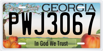 GA license plate PWJ3067