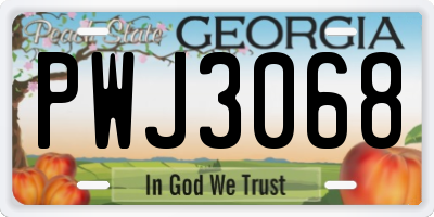 GA license plate PWJ3068