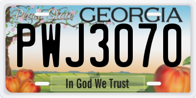 GA license plate PWJ3070