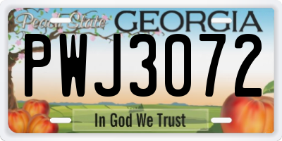 GA license plate PWJ3072