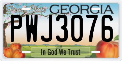 GA license plate PWJ3076
