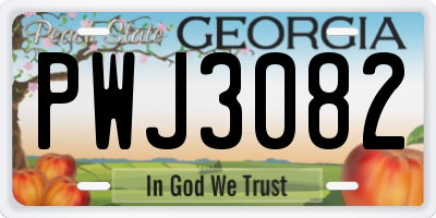 GA license plate PWJ3082