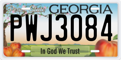 GA license plate PWJ3084