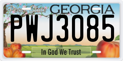 GA license plate PWJ3085