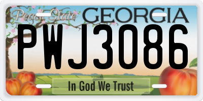 GA license plate PWJ3086
