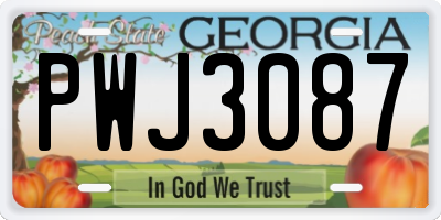 GA license plate PWJ3087