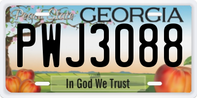 GA license plate PWJ3088