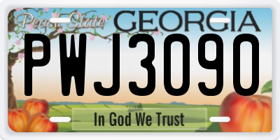 GA license plate PWJ3090