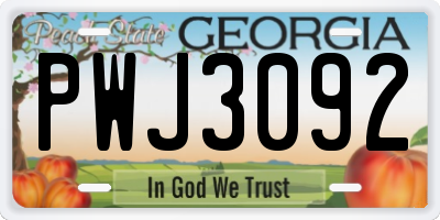 GA license plate PWJ3092