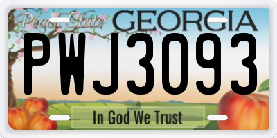 GA license plate PWJ3093