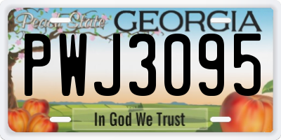 GA license plate PWJ3095