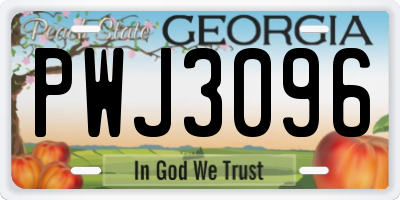 GA license plate PWJ3096