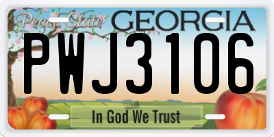 GA license plate PWJ3106