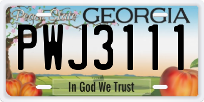 GA license plate PWJ3111