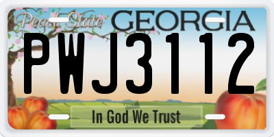 GA license plate PWJ3112
