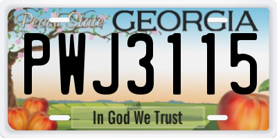 GA license plate PWJ3115