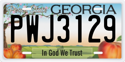 GA license plate PWJ3129