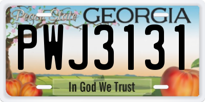 GA license plate PWJ3131