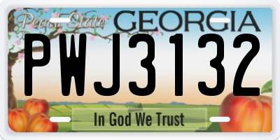 GA license plate PWJ3132