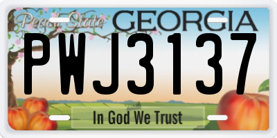 GA license plate PWJ3137