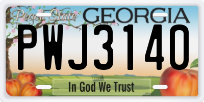 GA license plate PWJ3140