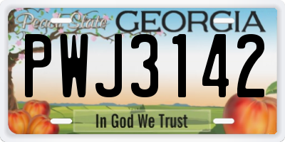 GA license plate PWJ3142