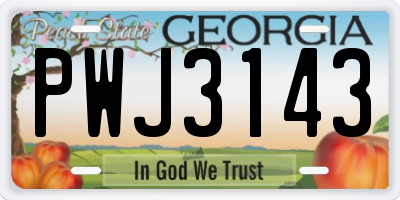 GA license plate PWJ3143