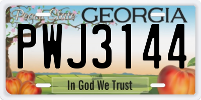 GA license plate PWJ3144