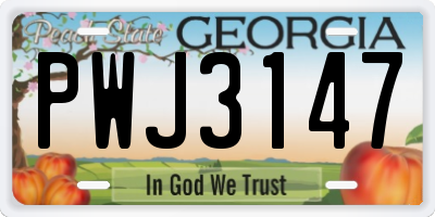 GA license plate PWJ3147